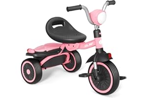 Glaf Toddler Bike for 2-5 Year Olds Tricycle for Toddler 1-3 Kids Tricycle Baby Bike with Adjustable Seat and Storage Basket Kids Trike Toys & Birthday Gifts for 1+ Years Old Boys Girl (Pink)