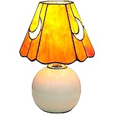 KIPHEPI Mushroom Lamp Tiffany Lamp Stained Glass Table Lamp Moon Cute Small Bedside Lamps for Living Room Home Decor,Unique A