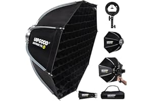 LAPGOOD FS60 Softbox 60cm Softboxes, Quick Release Foldable Softbox with Honeycomb Grid, S-Type Flash Bracket, Bowens Mount and Carrying Bag, Soft Box for Studio Photography Video Flash