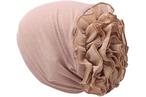 CUEKONDY Women Bloom Flower Elastic Turban Beanie Head Scarf Chemo Cancer Cap Hat Hair Cover Headwear Muslim Headscarf Cap