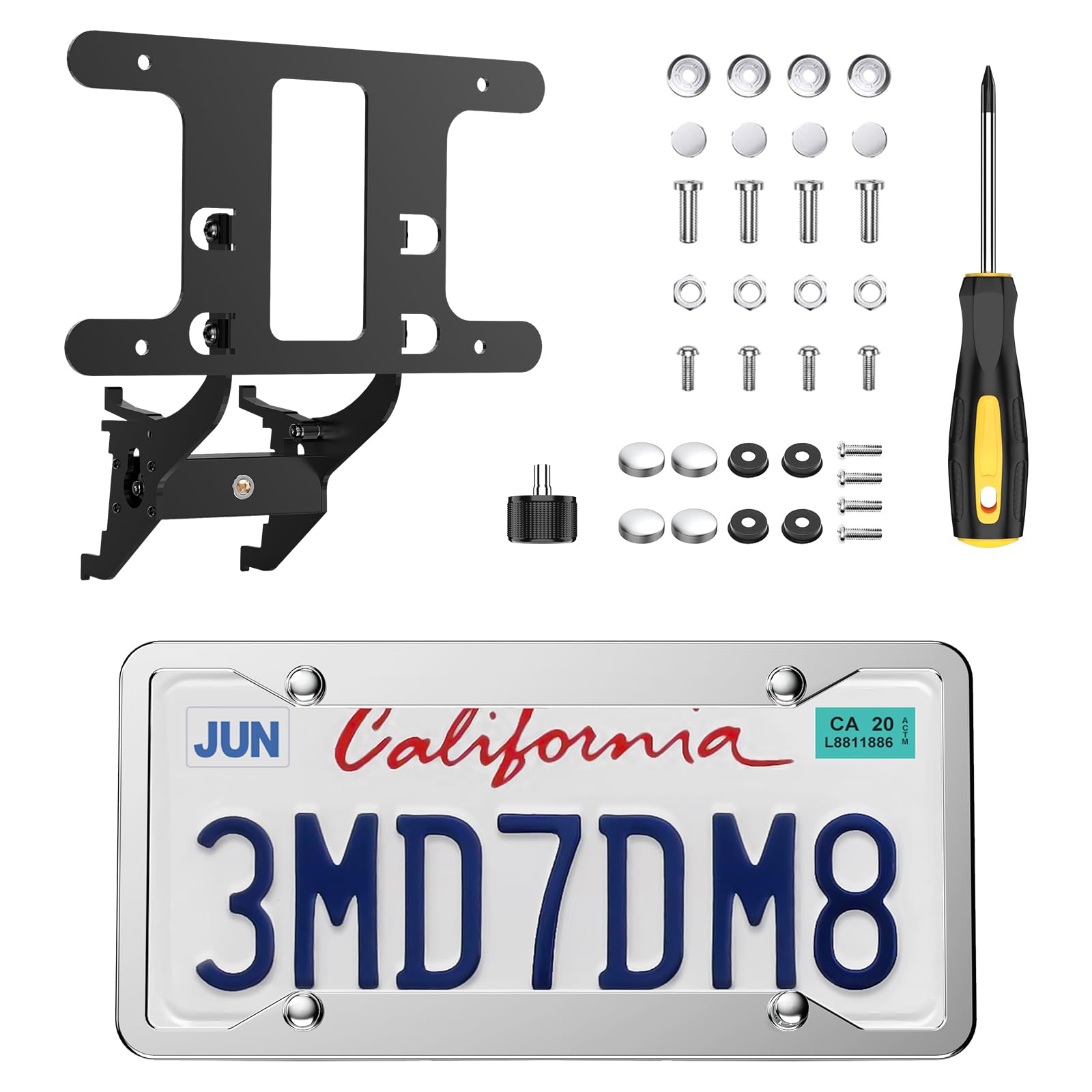 Photo 1 of License Plate Holder for Tesla Model Y/3, with Front License Plate Mount & Universal Frame Cover, Fit 2021-2024 Model Y & 2017-2023 Model 3, Aluminum License Plate Frames No Drill (Silver)