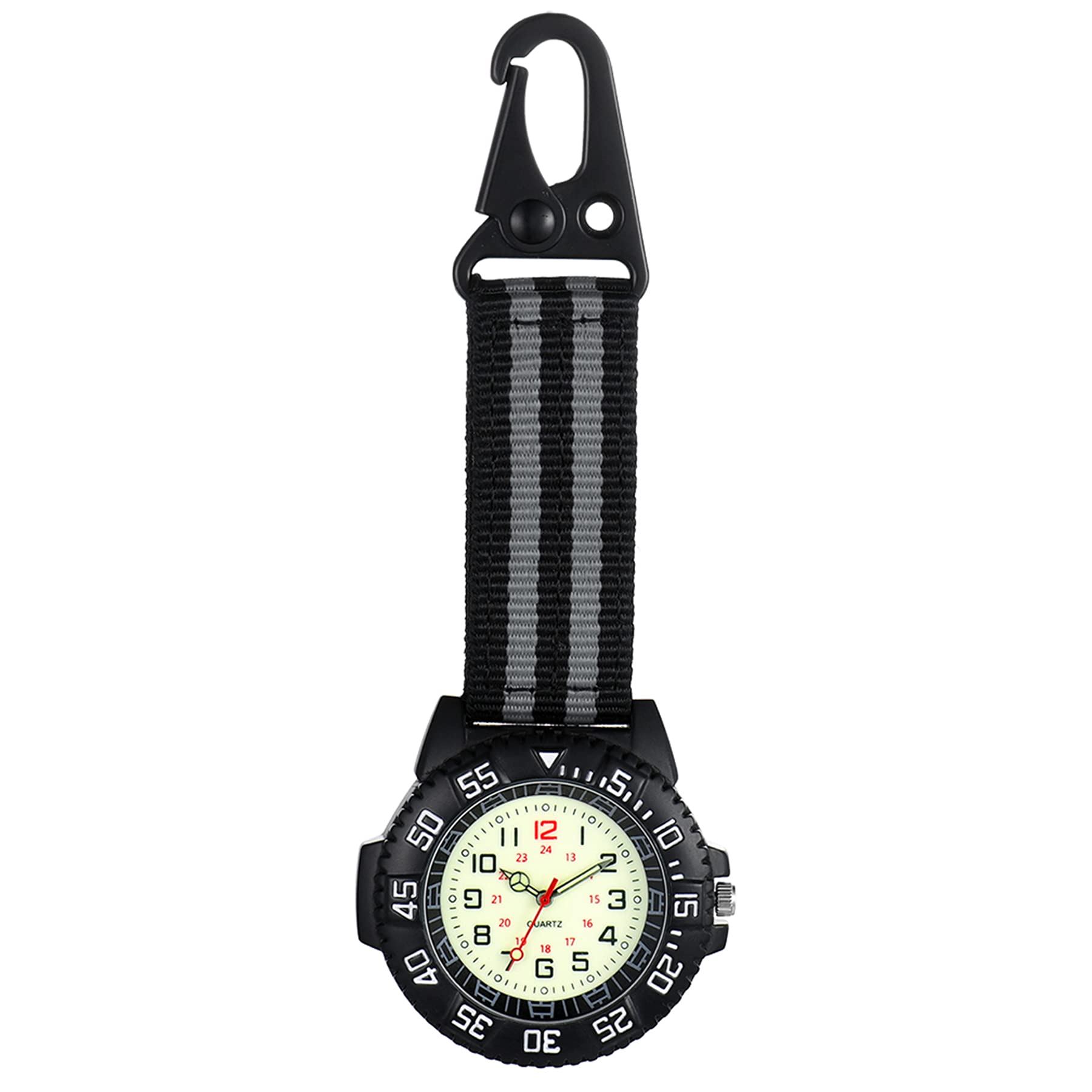 JewelryWe Men Women Backpack Clip-on Watch Fob Belt Watch Luminous Dial Pocket Watch Clip Watch for Climbing Doctors Nurses Outdoors