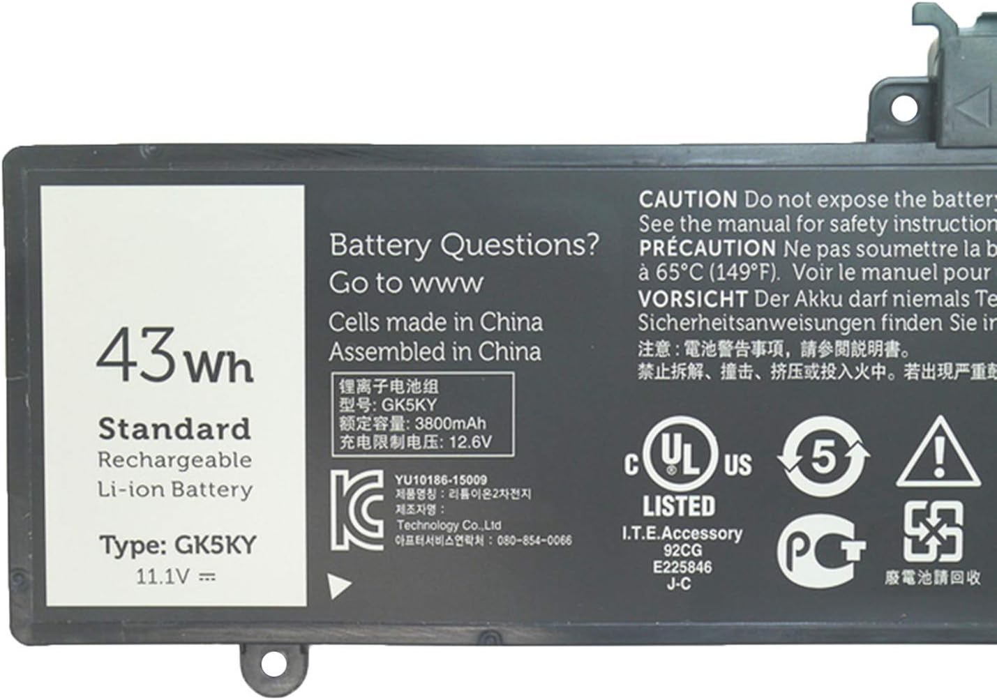 GK5KY 4K8YH 04K8YH 92NCT 092NCT 0GK5KY 0WF28 Laptop Battery Replacement for Dell Inspiron 11 3147 3148 3152 3153 3157 3158 Inspiron 13 7347 7348 7352 7353 7359 Inspiron 15 7558 7568(11.1V 43Wh) - Image 3