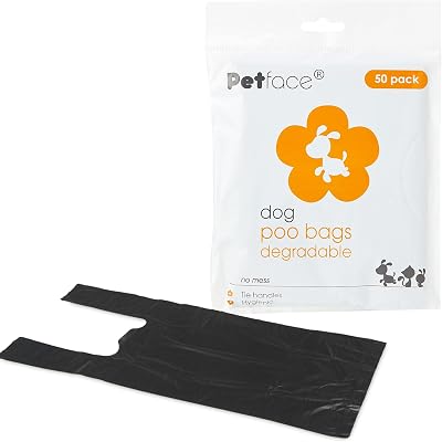 Petface Tie Handle Degradable Dog Poop Bags Pack of 50 Black