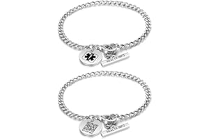 Theluckytag Upgraded QR Code Medical ID Bracelets for Women Medical Alert Bracelet - Sterling Silver 7'' ~9'' Chain Link - More Space Save & Change Emergency Med Info