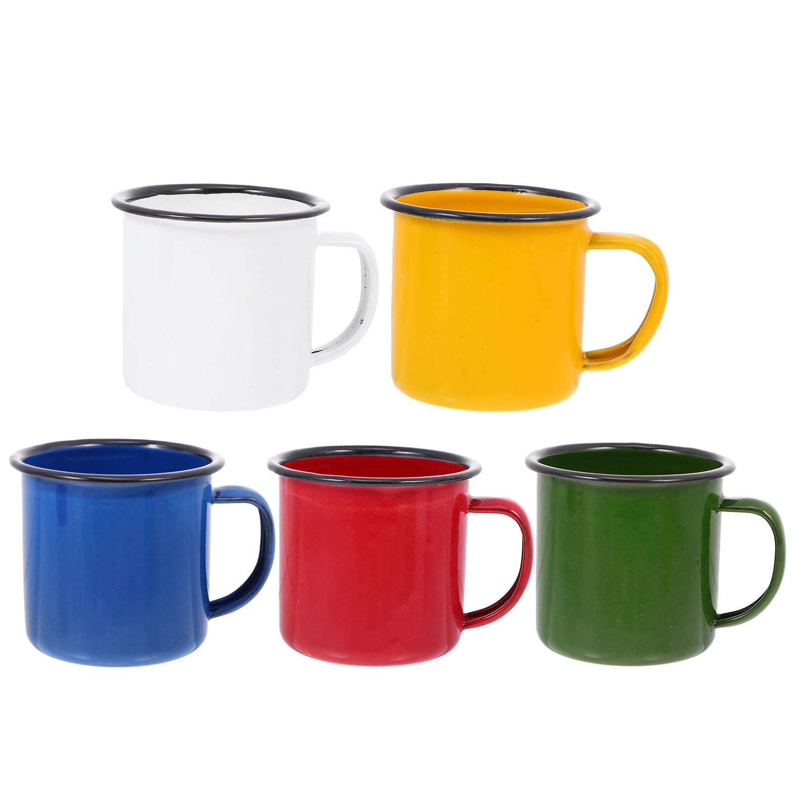 YARNOW Enamel Mugs Set of 5 Vintage Small Wine Cups with Heat Insulated Handle Multifunctional Drinking Cups for Coffee Tea and Beverages