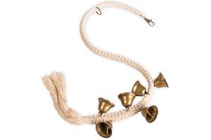 PAWSOME PALS Dog Bells To Go Outside, Adjustable 32-Inch Hanging Cotton Rope, Door Bell With 6 Clear Antique Bells, Bell For Dogs & Puppies To Ring To Go Bathroom & Potty, Antique Design, Fits All Door Handles