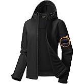 FREE SOLDIER Women's Waterproof Softshell Jacket with Hood Fleece Lined Warm Lightweight Windproof Rain Jacket for Hiking