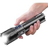 Relybo Rechargeable Flashlights High Lumens, LED Flashlight 100000 Lumens, Super Bright High Powered Flashlights, Long Rang 5000 FT, 2 Switch, Powerful Flashlights for Home Emergency Camping