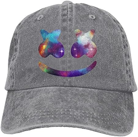 Marshmello Adult Cotton Washed Denim Travel Cap Hat Adjustable Ash