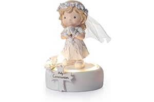 EWAYCOM First Holy Communion Figurine for Girls, 1st First Communion Gifts for Girls, Communion Girl Figurine with Light, First Communion Cake Topper Girl, Confirmation Baptism Christian Keepsake Gift
