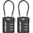 SURE LOCK TSA Approved Luggage Locks with Open Alert Indicator, 3 Digit Combination Cable Travel Lock for Suitcase, Backpack