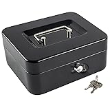 KYODOLED Medium Cash Box with Money Tray,Small Safe