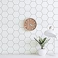 Fiula Hexagon White Wallpaper Peel and Stick Wallpaper 197” ×17.3” Removable Wallpaper Self Adhesive Wallpaper White and Grey Wallpaper Modern Wall Paper Decor Shelf Liner Vinyl Wallpaper