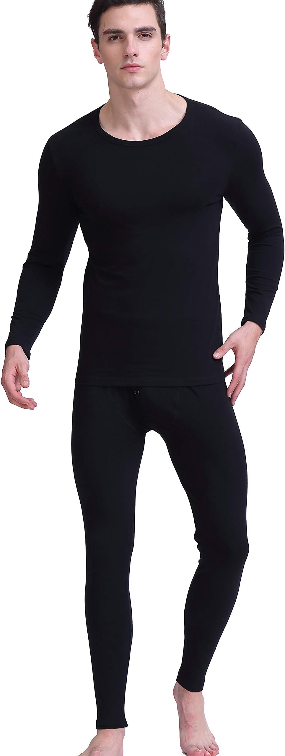 Thermal Underwear for Men Cotton Lightweight Baselayer Men's Long Sleeve Underwear Long Johns Set for Winter