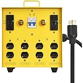 Zuomeng 30-Amp Portable Power Center, Split 240VAC Input into 2 Separate 120VAC Output, A&B Zone Independent Control with 2 Mini Voltmeter and Ammeter