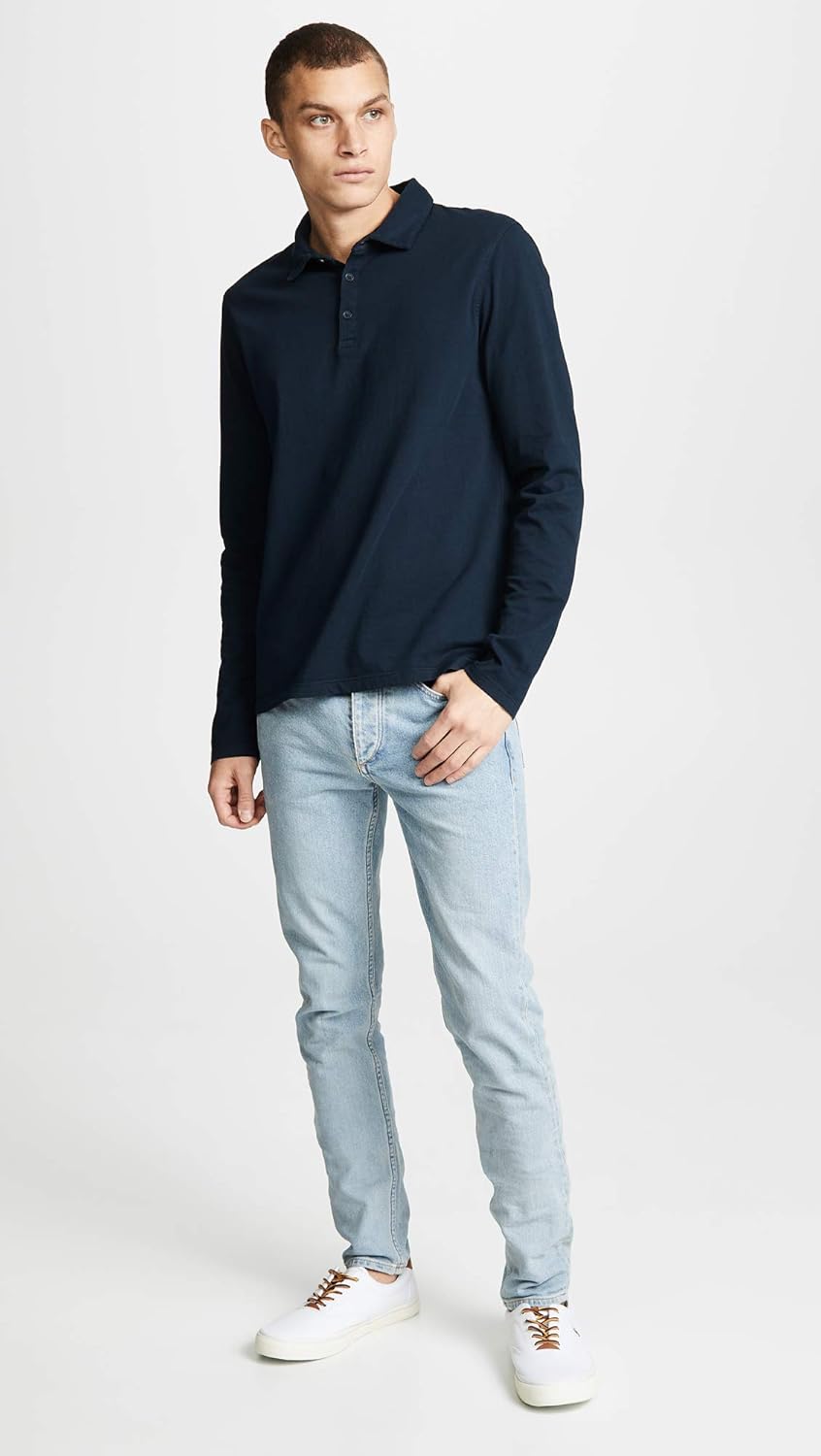 Vince Mens Garment Dyed Long Sleeve Polo Shirt