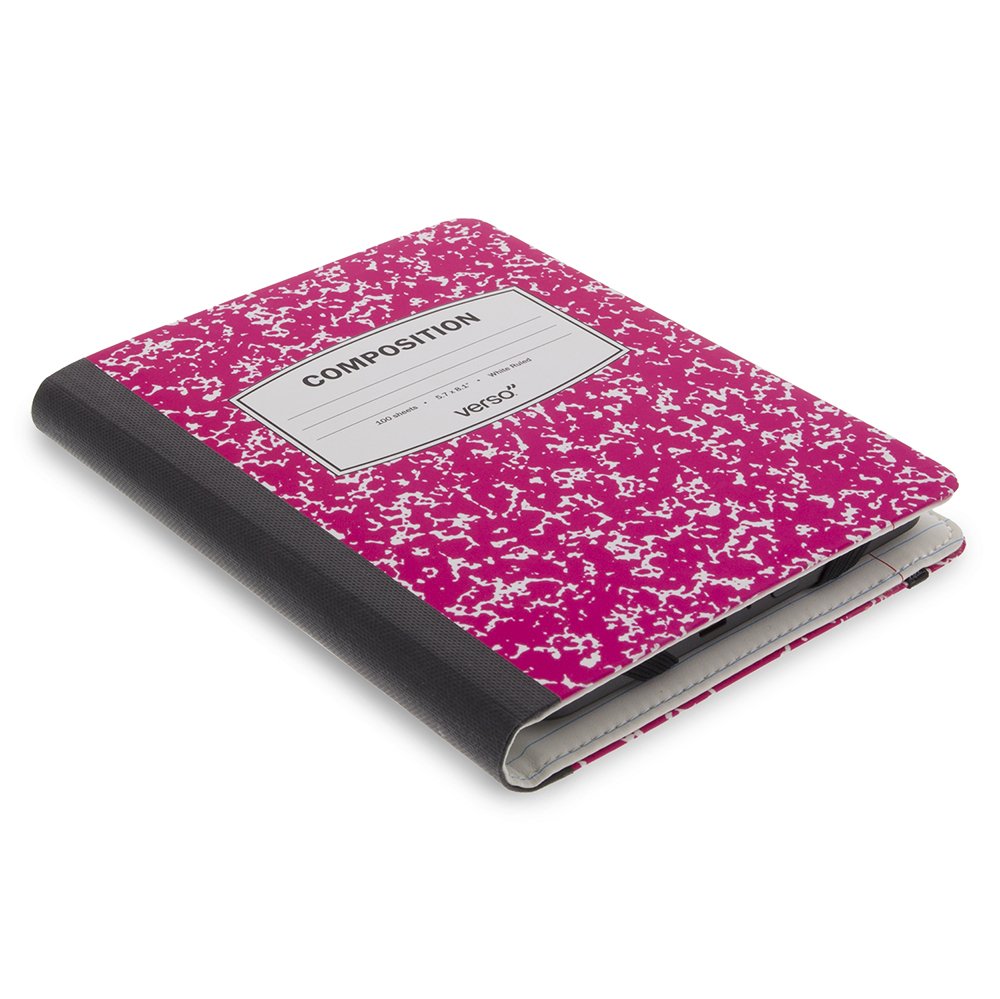 Verso Kindle Case - Scholar Classic Pink Composition Book Folio Style Protective Case for Amazon Kindle (fits Kindle Paperwhite, Kindle, and Kindle Touch), Pink