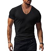 Muscle Men’s V Neck Shirts Casual Short Sleeve Gym Athletic T Shirt Fashion Tee Top Workout Bodybuilding Shirts