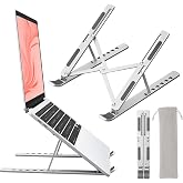 Sopholid Laptop Stand for Desk, Aluminum Metal MacBook Stand，Computer Riser for Desk, Portable Foldable Adjustable Notebook Holder, Compatible with 10-15.6 Inch Laptops, iPad, Silver.