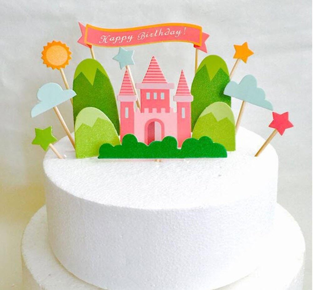 Decoration Pour Gateau D Anniversaire Chateau De Princesse Rose Amazon Fr Cuisine Maison