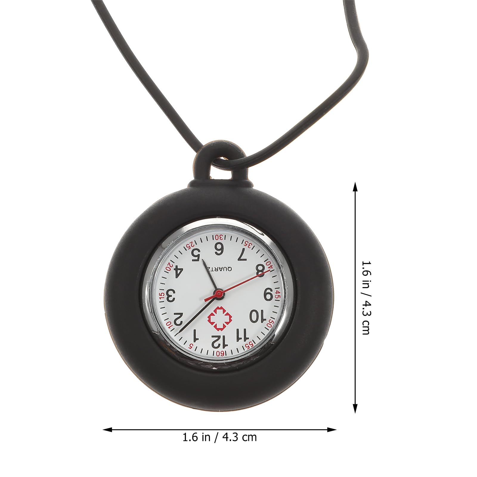 Fob Watch - Hanging Pocket Watch with Silicone Case and Adjustable Lanyard for Nurses Student (Black, Lanyard Color: Random)