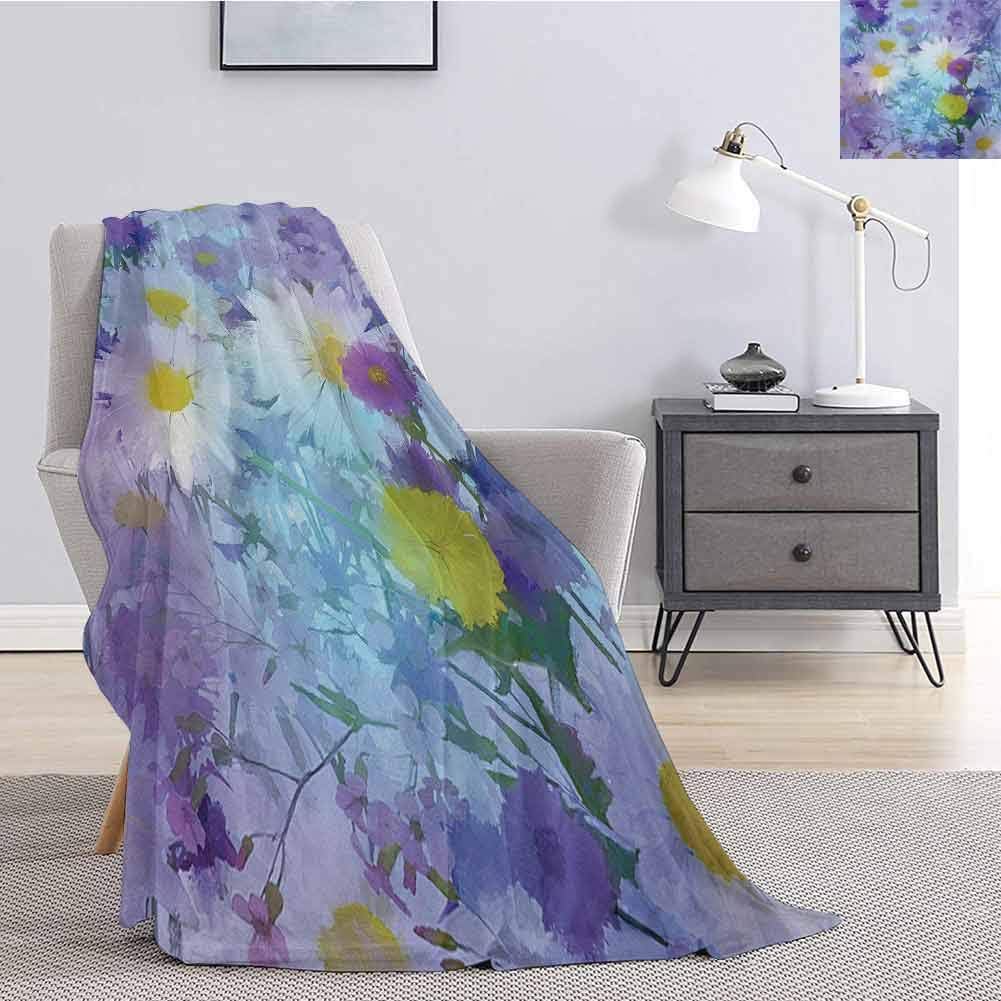Luoiaax Flower Bedding Fleece Blanket Queen Size Vintage Flower in Pastel Color Scheme Fragrance Natural Blooming Beautiful Print Soft Warm Plush Blanket W57 x L74 Inch Multicolor