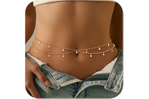 Longita Belly Chain Gold Silver Waist Chain for Women Waist Jewelry for Women Gold Belly Chains Stomach Back Jewelry for Backless Dress Trendy Sexy Body Chains for Bra non Tarnish Waterproof Plus Size