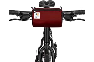 Oso Supply Co Handlebar Bike Bag – Water-Resistant Hard Shell with Quick-Access Zipper, Side Mesh Pockets, and Spacious Storage – Ideal for Cycling, Commuting, and Adventure Rides (Red)