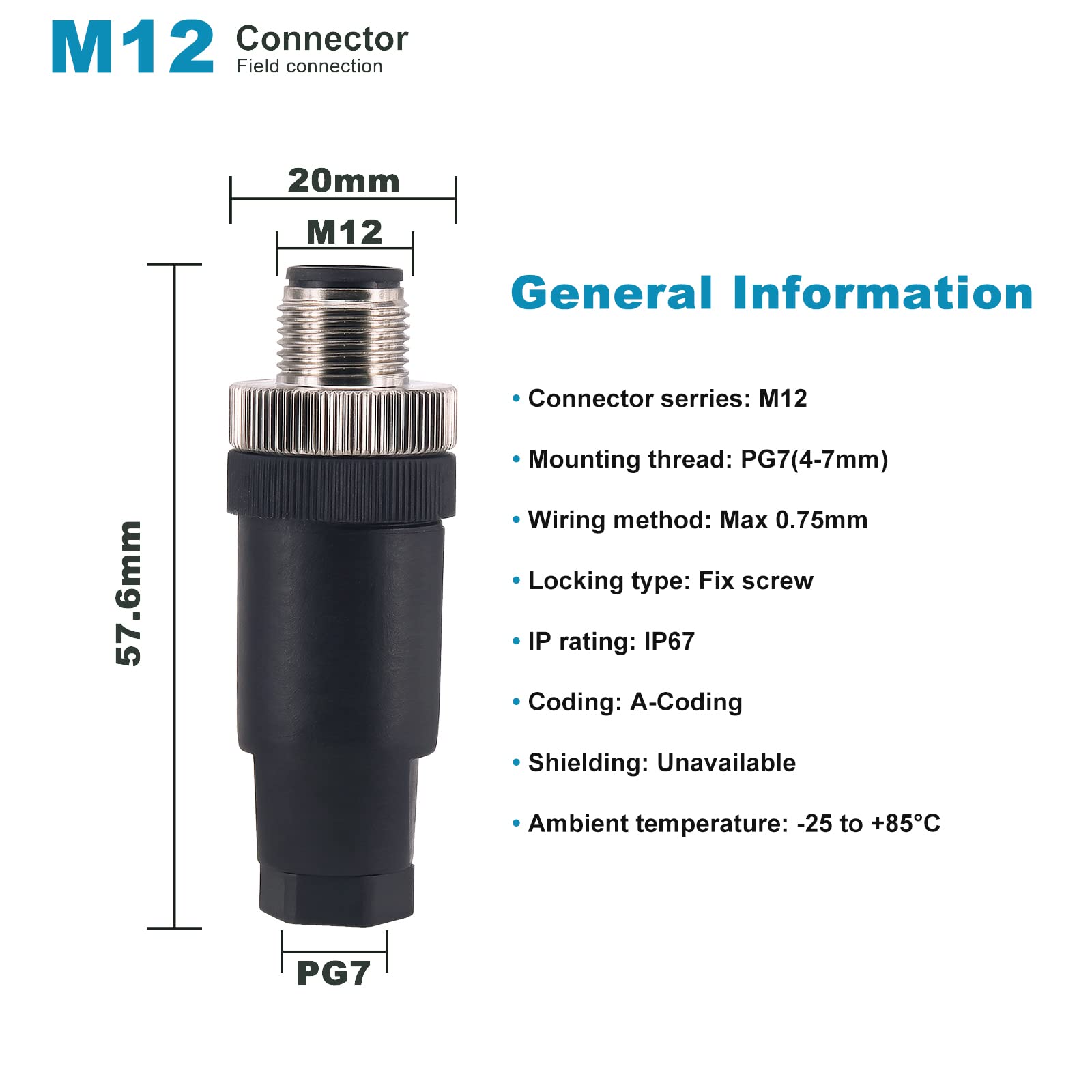 M12 5 Pin Male & Female Socket Panel Aviation Wire Connector,12Mm Industrial Cir