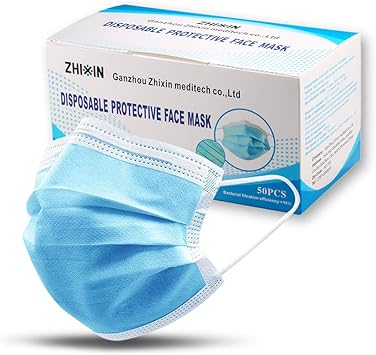 Download Amazon Com Zhixin Blue Disposable Face Masks 50pcs Non Woven 3 Ply Protective Elastic Earloop Masks For Home And Office Breathable Unisex Anti Dust Disposable Masks Beauty PSD Mockup Templates