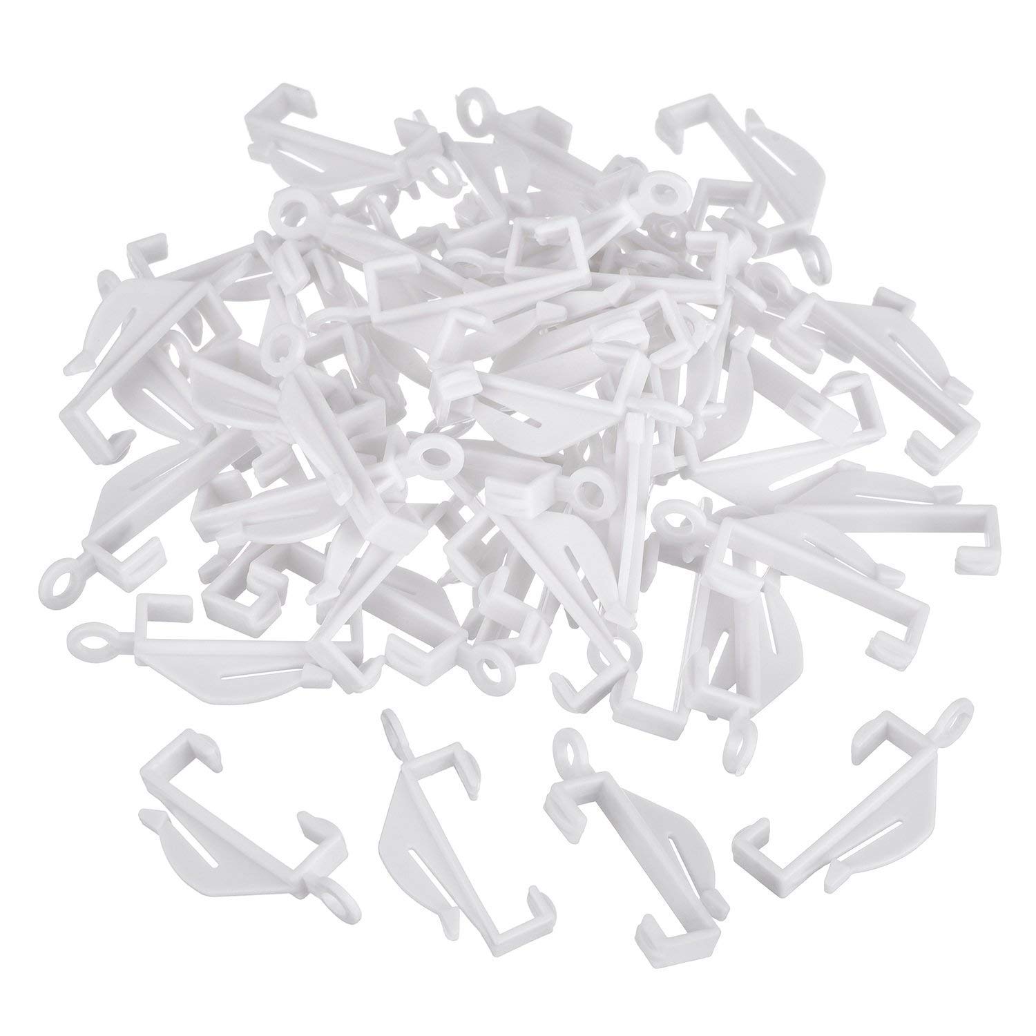 Merriway BH03823 (60 Pcs) Curtain Rail Track Glide Hooks Gliders for Decorail Integra Track White - Pack of 60 Pieces