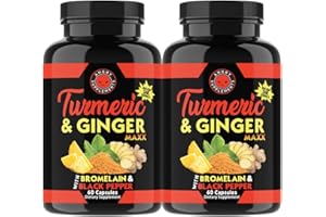 Angry Supplements Turmeric Curcumin & Ginger Maxx, 95% Curcuminoids with Black Pepper, Joint Support, Antioxidant, 1355mg Blend of Non-GMO Ingredients (2-Bottles)