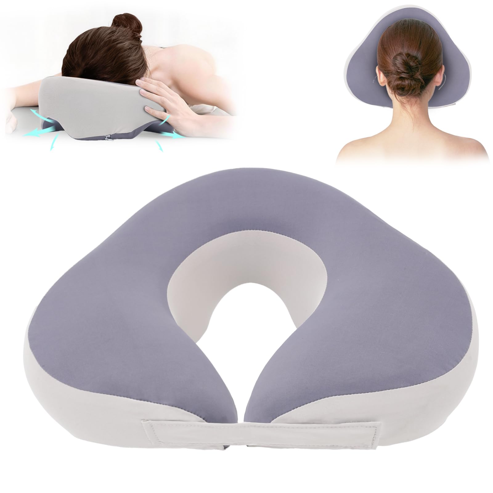 Photo 1 of SanoViva Face Down Pillow for Eye Surgery Recovery & Vitrectomy - Prone Headrest for Retinal Detachment, Stomach Sleepers & Massage - Adjustable Strap, Removable Cover (Grey)