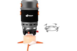 Odoland Backpacking and Camping Stove Cooking System, 7-In-1 Energy Saving Cooking Stove Set, Lightweight Camp Pot with Burne