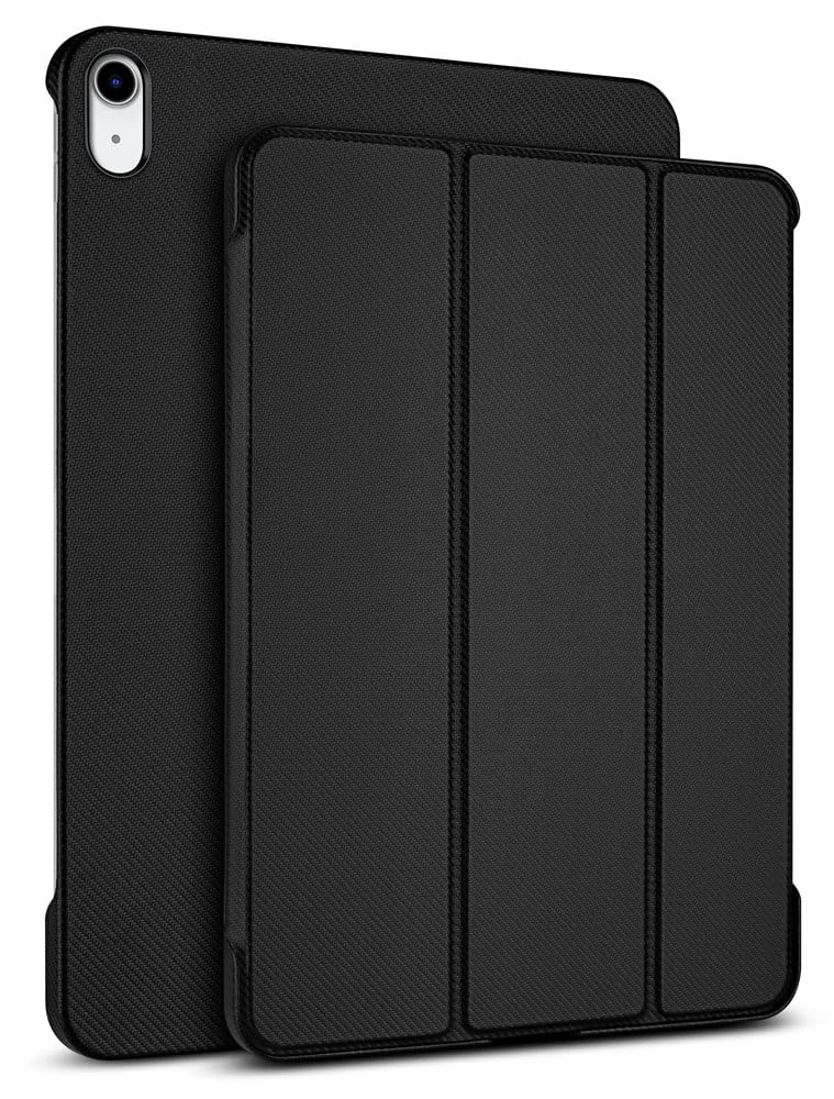 Haobobro Carbon Fiber Texture Case - Case for iPad 2022 (10th Generation) 10.9 Inch - Handmade Case, Extra Thin Shockproof Protective Case, Stand Function - iPad 10 Smart Folio Cover in Black