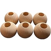 Wood Dowel Caps 1-1/4 inch Diameter with 1/2 inch Hole Unfinished Dowel Rod Caps for 1/2 inch Dowel Rods f (6)