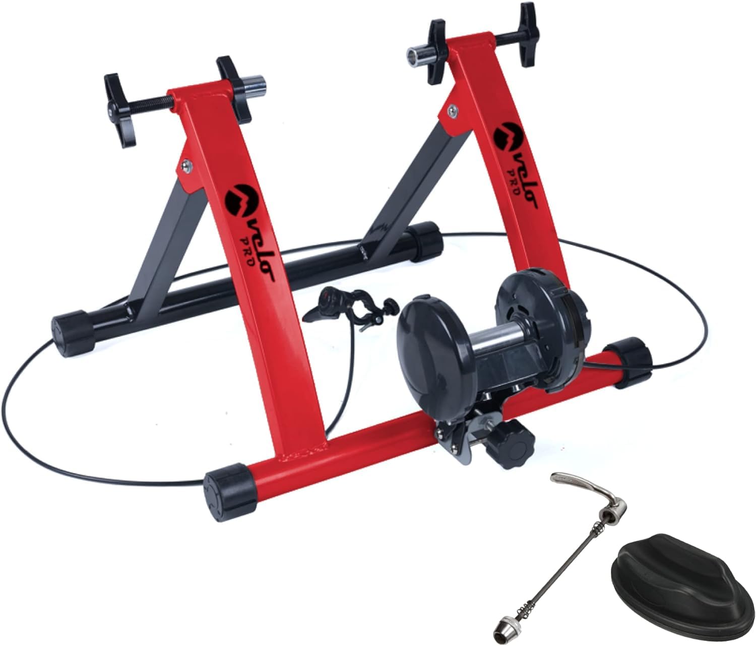 Velo Pro Magnetic Turbo Trainer Variable Resistance Indoor Bike Trainer for Road and Mountain Bicycles (Red)