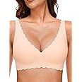 Quttlzze Deep V Petal Bras for Women No Underwire Soft Wireless Bras Comfort Seamless Bralettes with Extender