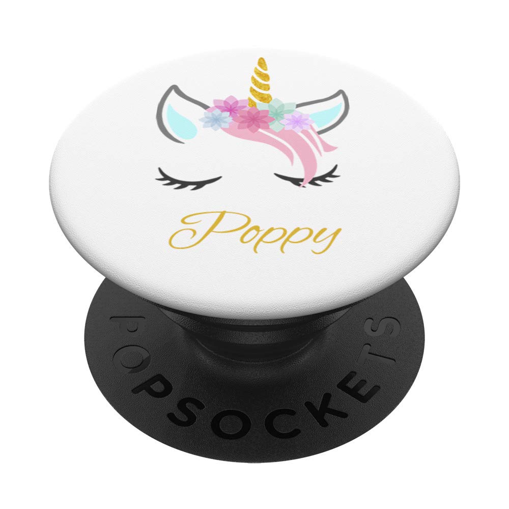 Poppy Name Gift - Personalised Cat Unicorn PopSockets PopGrip: Swappable Grip for Phones & Tablets