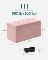 SONGMICS Storage Ottoman Foldable Foot Rest 89 L 300 kg Jelly Pink LSF247R51 view 5