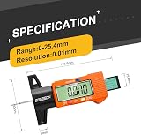 GODESON Digital Tyre Tread Depth Gauge 0-25.4mm Large LCD Display view 7