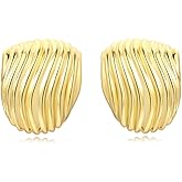 Jurikko Gold Chunky Statement Earrings for Women, Trendy 14K Gold Plated Square Geometric Vintage Drop Dangle Designer Stud Earrings, Jewelry Gift