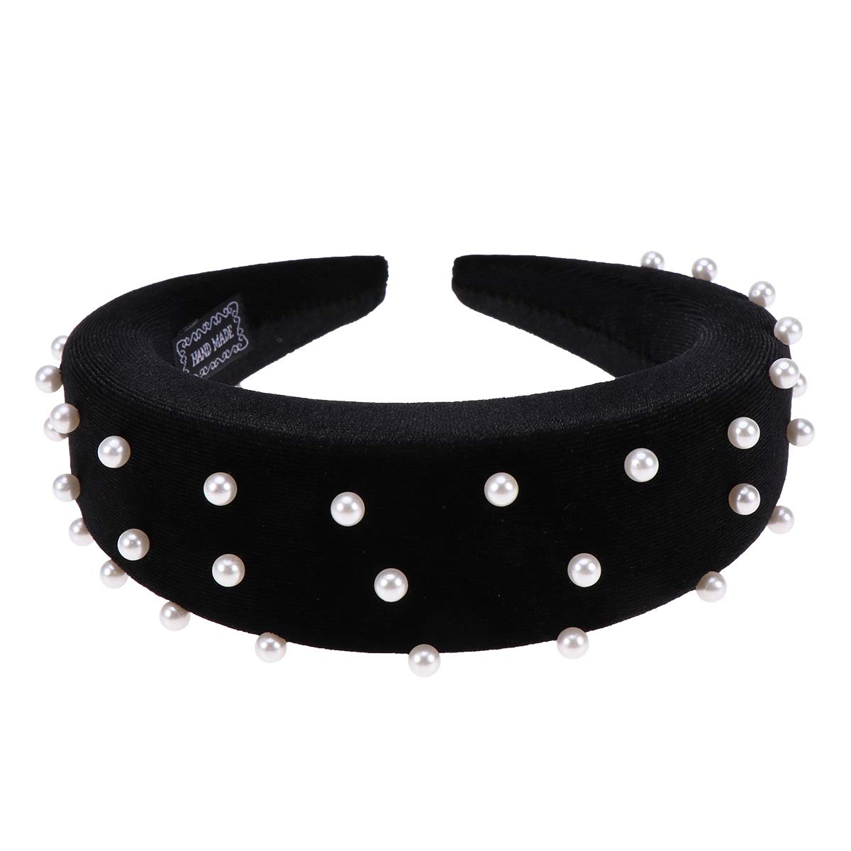 Beaupretty Thickened Headband Pearl Decor Wide Rim Hair Hoop for Woman Lady Adult Lint Hair Accessory for Wedding Guest