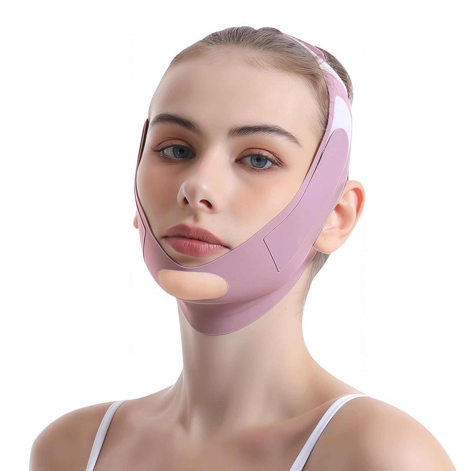Photo 1 of Face Lift Prevent Sagging Chin Up Mask V Shaped Face Mask Chin strap for sleeping V-Line Mask,Jawline Shaper,Lilac,M