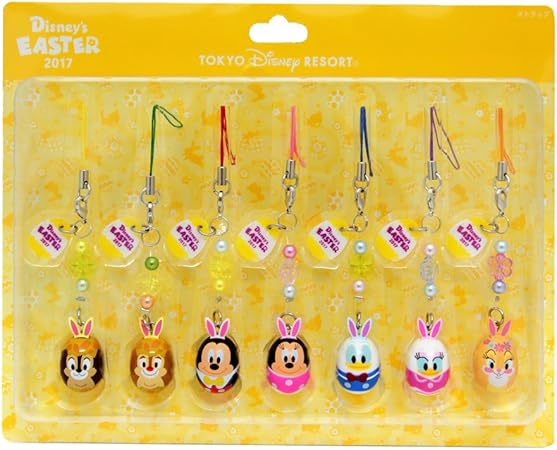Amazon ディズニー イースター 17 ストラップ 7個 セット エッグ柄 ミッキー ミニー ドナルド デイジー チップ デール 他 リゾート限定 おもちゃ おもちゃ