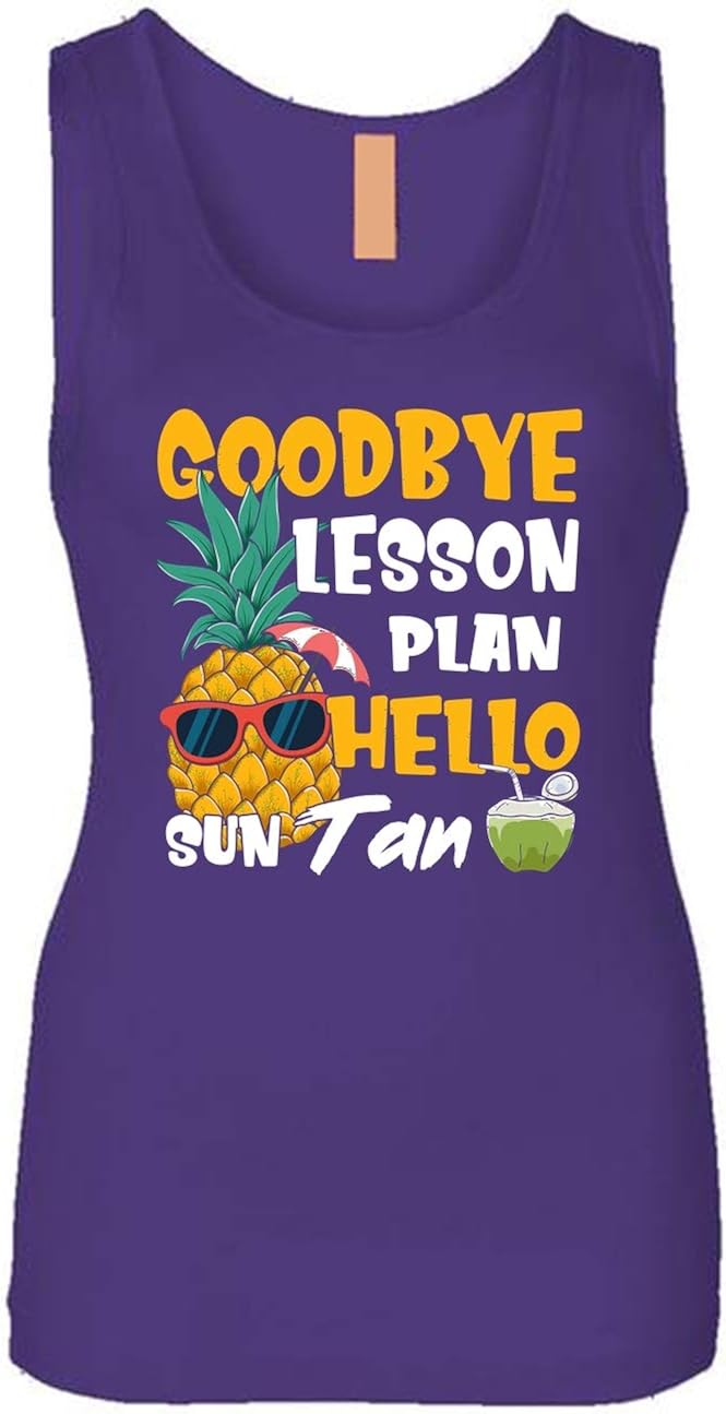 Goodbye Lesson Plan Hello Sun Tan Gift Pineapple Teacher Tank Top