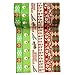 Wise Bird Christmas Washi Tape, Christmas Decoration Gift Wrap, Snowman, Gift Box, Merry Christmas, Holiday Argyle Check Grid Pattern, Green Red White Washi Tape set of 6 -W 11