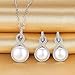 EleQueen 925 Sterling Silver CZ AAA Button Cream Freshwater Cultured Pearl Bridal Jewelry Necklace Earrings Set Ivory for Women,Gift for Valentine's Mother's Day Christmas
