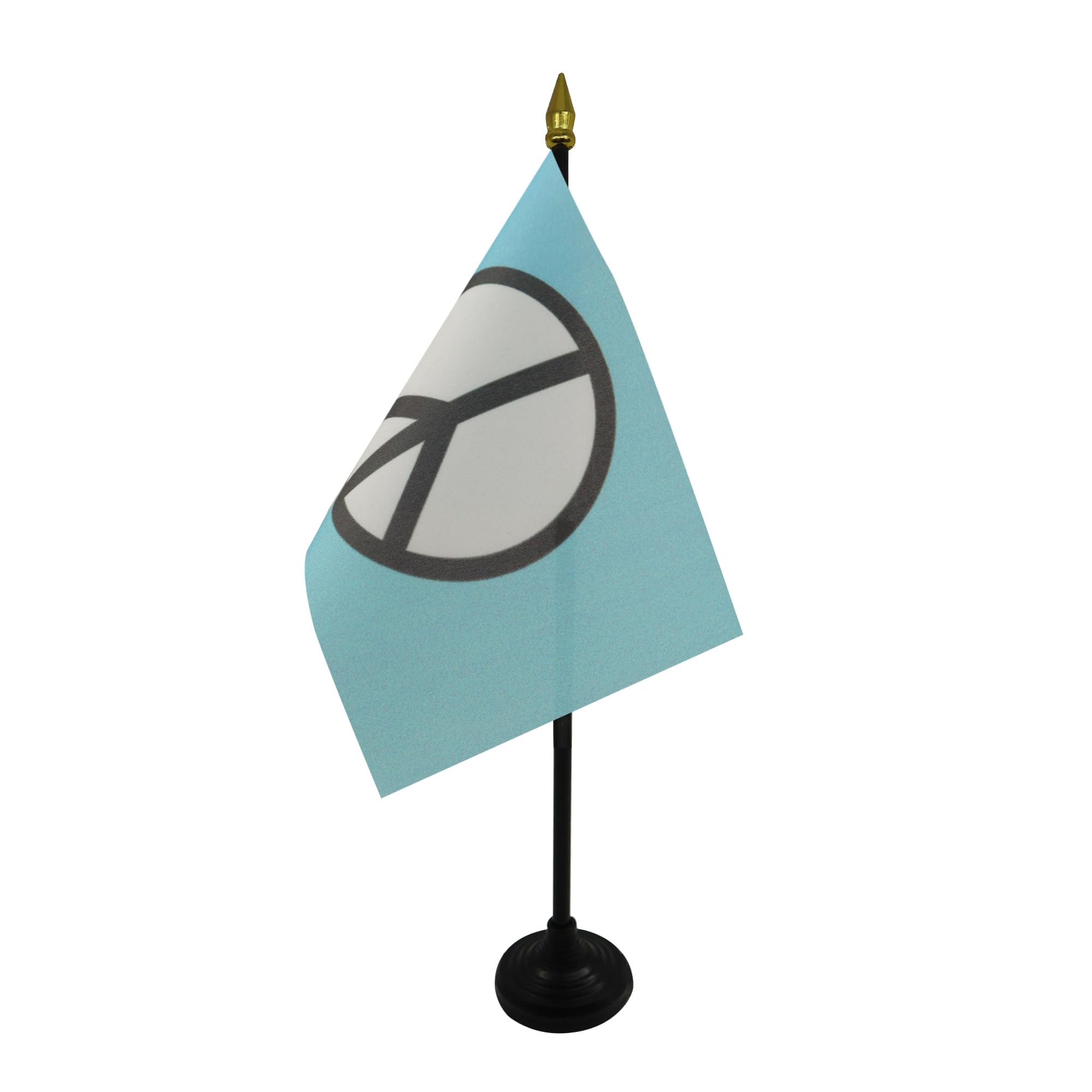 AZ FLAG - Peace symbol Blue Table Flag 4'' x 6'' - Peaceful Mini Desk Flag 100% Polyester 15 x 10 cm - Office Mini Banner with 10'' Pole - Golden Spear